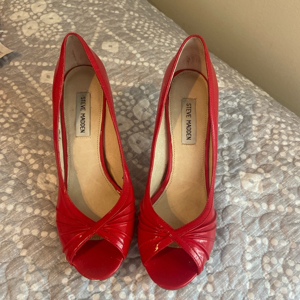 Patten  leather red heels Steve Madden